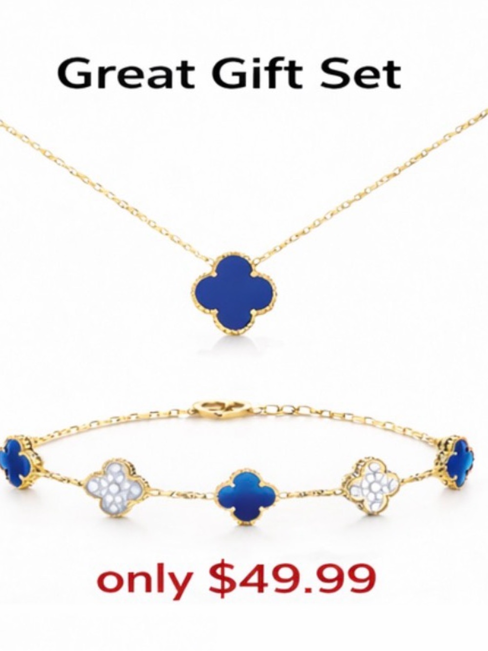Mother’s Day Gifts 
Gold-Tone Clover Pendant Necklace and Bracelet Set